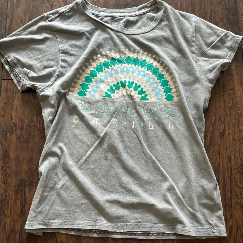 O'Neill Gray and Teal Graphic Tee